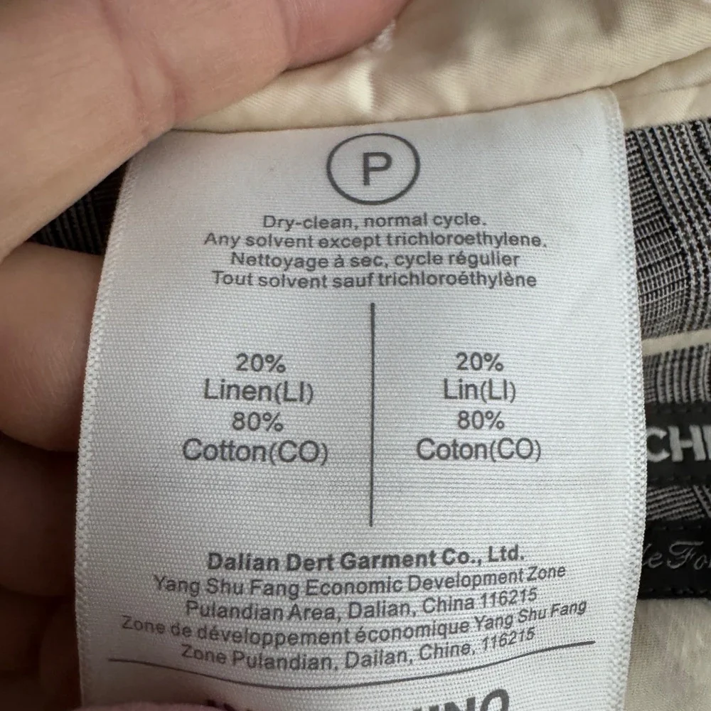 Indochino Mens Gray‎ Glen Plaid Cotton Linen Blazer Sport Coat Jacket 42R Custom
